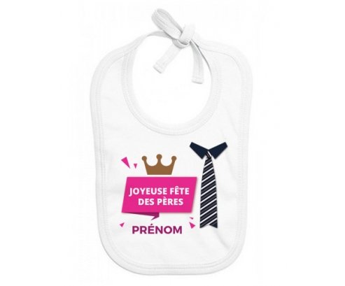 Bavoir bébé design Joyeuse Fêtes des pères style 2 fille + prénom