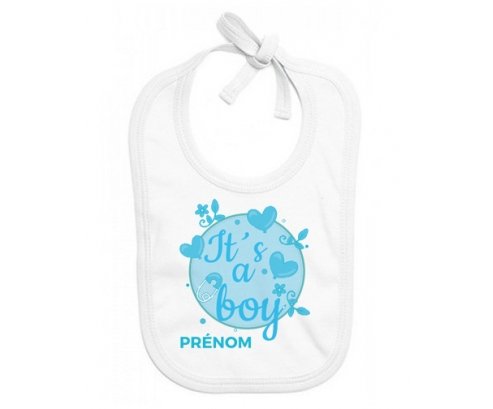 Bavoir bébé design It's a boy + prénom