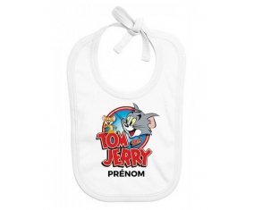 Bavoir bébé design Tom & Jerry + prénom