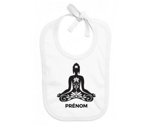 Bavoir bébé design Bouddah méditation style 2 + prénom