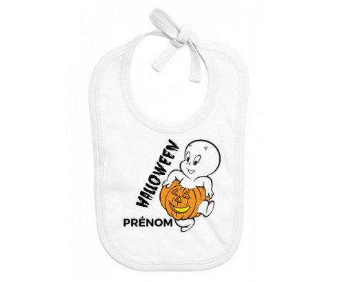 Bavoir bébé design Halloween casper + prénom