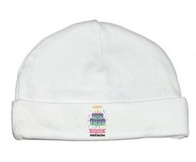 Bonnet bébé design Gâteau anniversaire + prénom