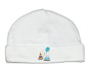 Bonnet bébé design let's party anniversaire + prénom