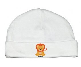 Lion style 3 + prénom : Bonnet bébé