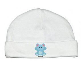Éléphant style 4 + prénom : Bonnet bébé