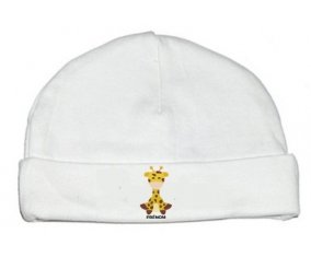 Girafe style 4 + prénom : Bonnet bébé