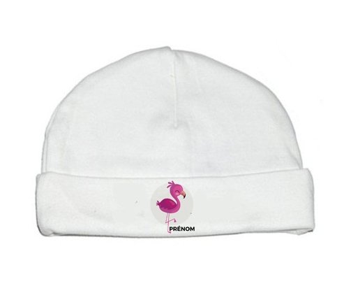 Bonnet bébé design Flamant rose + prénom