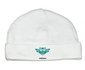 hibou rigolo + prénom : Bonnet bébé
