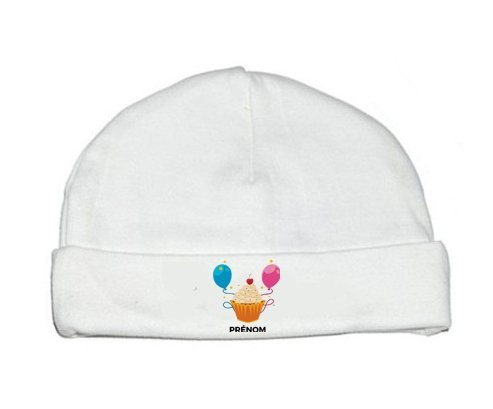 Bonnet bébé design Gâteau ballon anniversaire + prénom