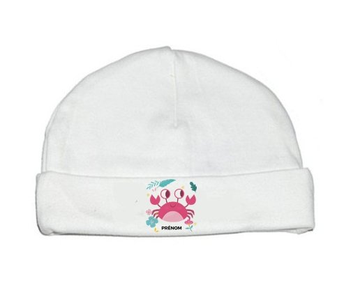 Bonnet bébé design Crabe + prénom