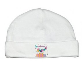 Bonnet bébé design Happy birthday style 5 + prénom