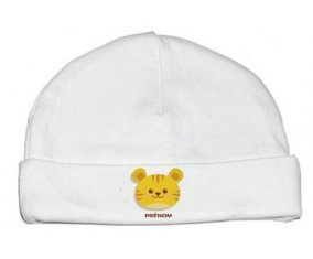 Tigre style 3 + prénom : Bonnet bébé