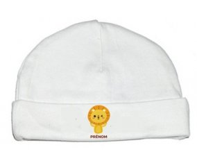 Lion style 4 + prénom : Bonnet bébé