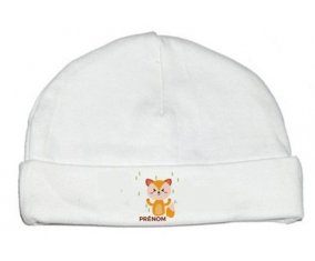 Renard style 1 + prénom : Bonnet bébé