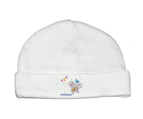 Bonnet bébé design Éléphant party + prénom