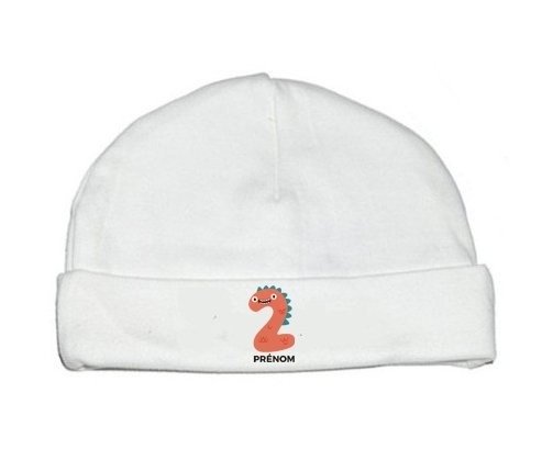Bonnet bébé design Deux ans anniversaire style 1 + prénom