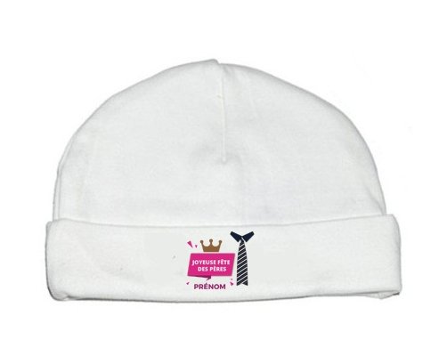 Bonnet bébé design Joyeuse Fêtes des pères style 2 fille + prénom
