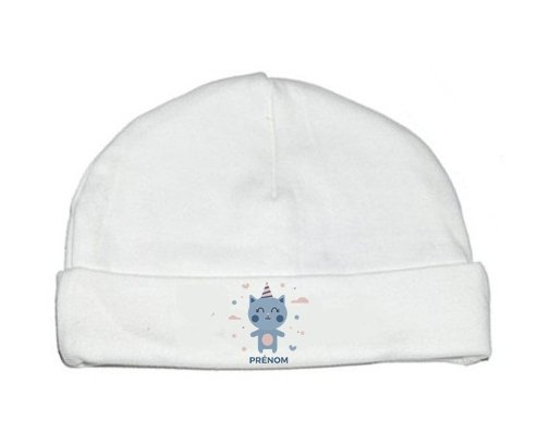 Bonnet bébé design Chat anniversaire + prénom