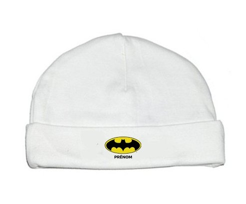 Bonnet bébé design Batman + prénom