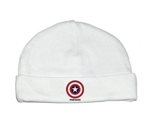 Bonnet bébé design Captain america + prénom