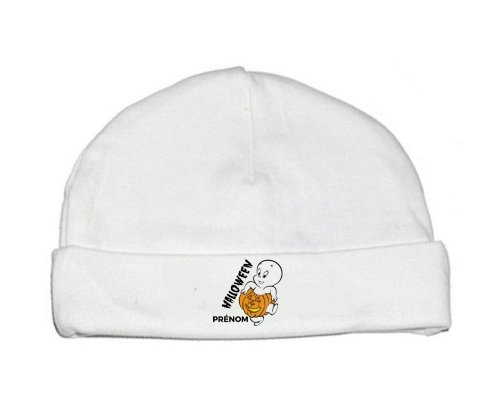 Bonnet bébé design Halloween casper + prénom