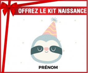 Kit naissance Paresseux anniversaire + prénom personnalisé pour bébé