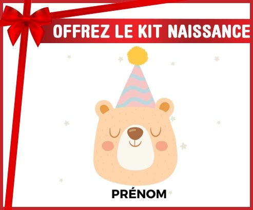 Kit naissance Ours anniversaire + prénom personnalisé pour bébé