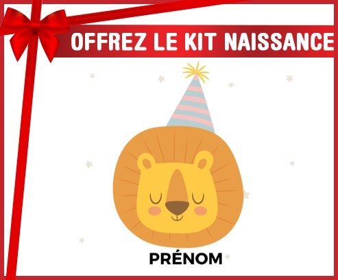 Kit naissance Lion anniversaire + prénom personnalisé pour bébé