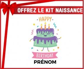 Kit naissance Gâteau anniversaire + prénom personnalisé pour bébé