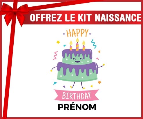 Kit naissance Gâteau anniversaire + prénom personnalisé pour bébé