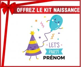 Kit naissance let's party anniversaire + prénom personnalisé pour bébé