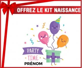 Kit naissance Party time anniversaire + prénom personnalisé pour bébé