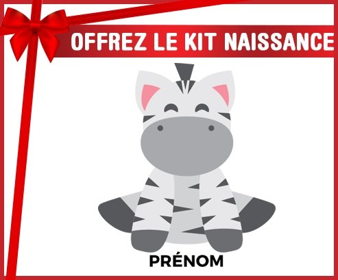 Kit naissance Zébre style 3 + prénom personnalisé pour bébé