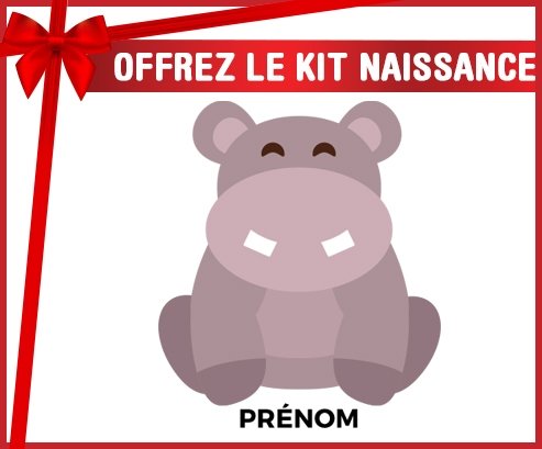Kit naissance Hippopotame + prénom personnalisé pour bébé