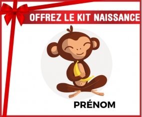 Kit naissance Singe style 3 + prénom personnalisé pour bébé