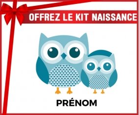Kit naissance 3 hiboux + prénom personnalisé pour bébé
