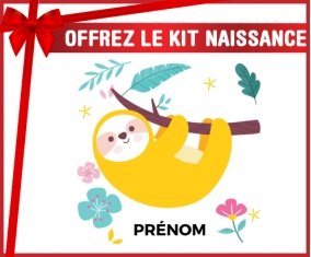 Kit naissance Paresseux arbre style 2 + prénom personnalisé pour bébé