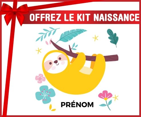 Kit naissance Paresseux arbre style 2 + prénom personnalisé pour bébé