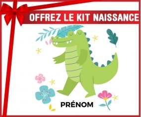 Kit naissance Croco + prénom personnalisé pour bébé