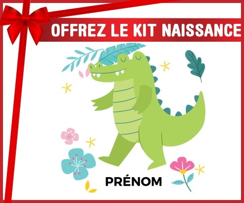 Kit naissance Croco + prénom personnalisé pour bébé