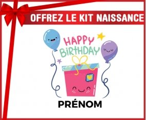 Kit naissance Happy birthday style 4 + prénom personnalisé pour bébé