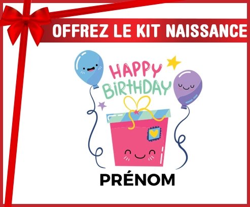 Kit naissance Happy birthday style 4 + prénom personnalisé pour bébé