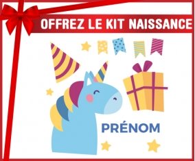 Kit naissance Licorne anniversaire + prénom personnalisé pour bébé