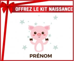 Kit naissance Cochon + prénom personnalisé pour bébé