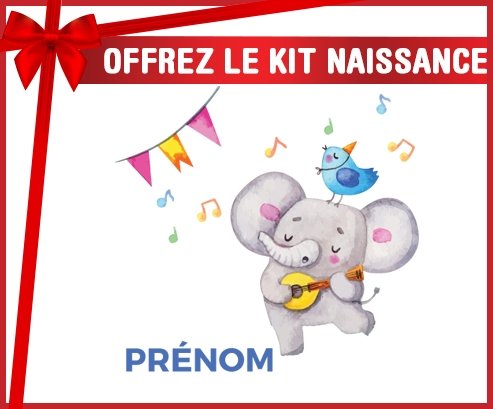 Kit naissance Éléphant party + prénom personnalisé pour bébé