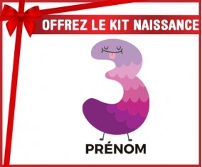 Kit naissance Trois ans anniversaire style 2 + prénom personnalisé pour bébé