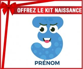 Kit naissance Trois ans anniversaire style 3 + prénom personnalisé pour bébé