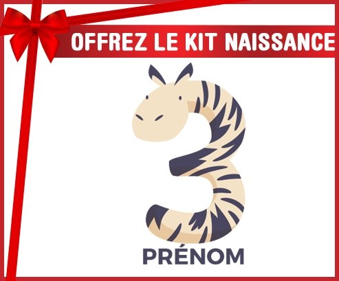 Kit naissance Trois ans anniversaire style 4 + prénom personnalisé pour bébé