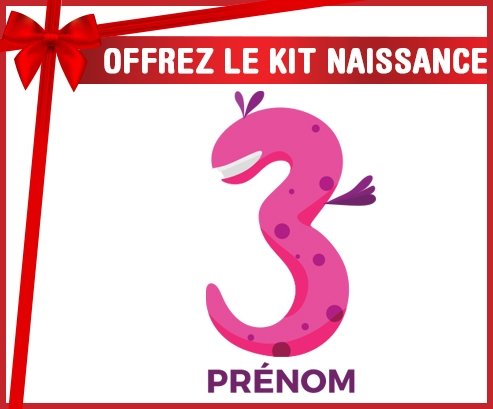 Kit naissance Trois ans anniversaire style 5 + prénom personnalisé pour bébé