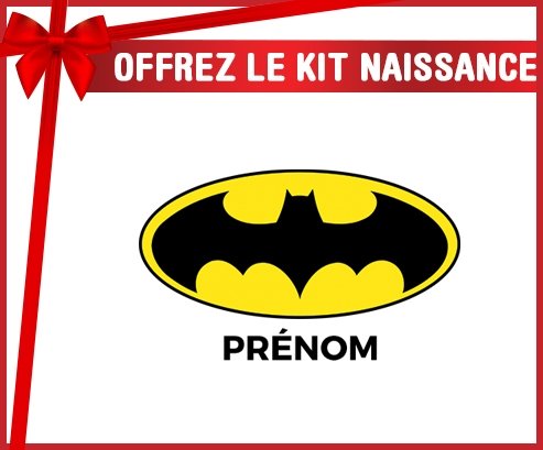 Kit naissance Batman + prénom personnalisé pour bébé
